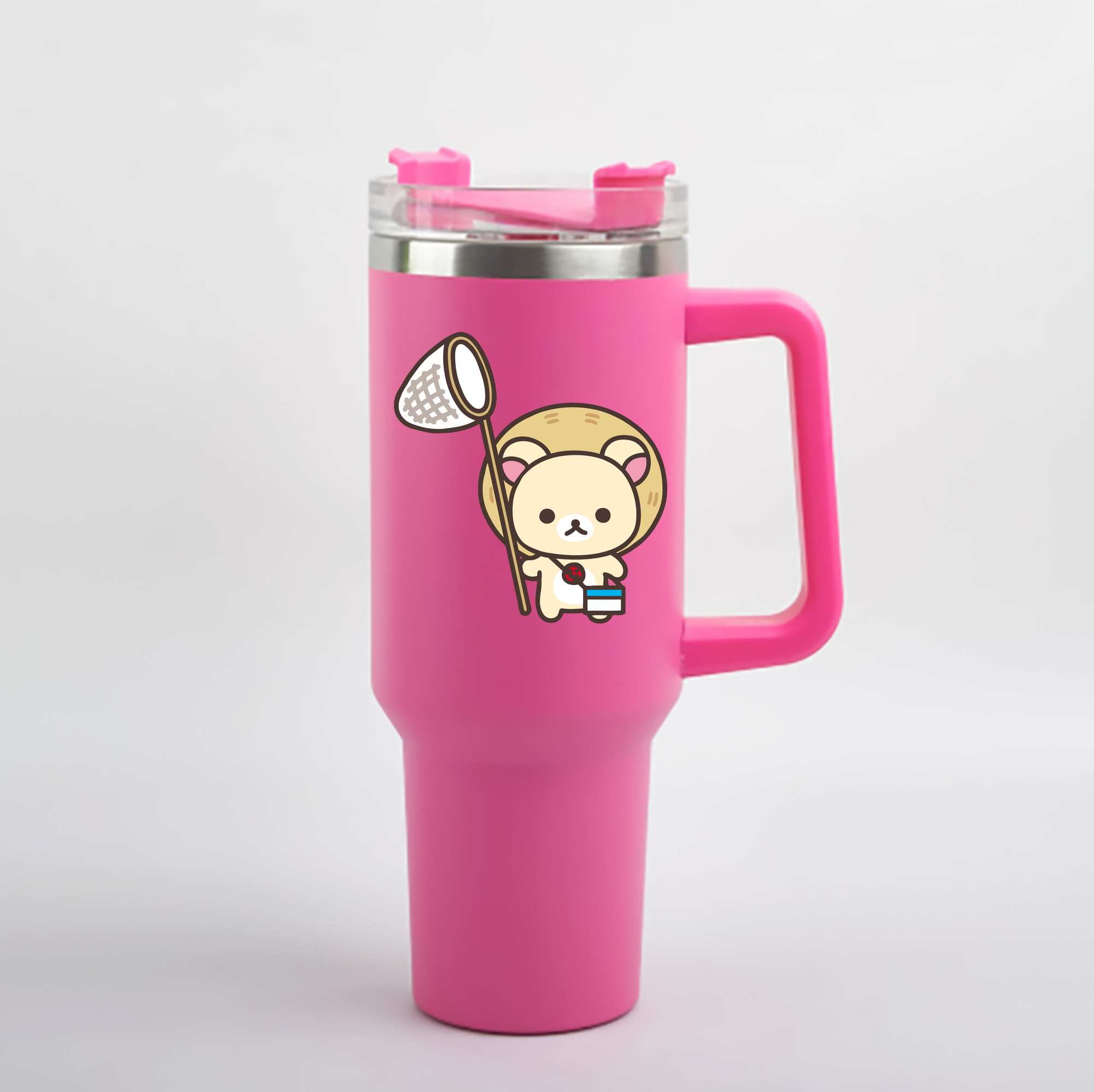 （画像用） リラックマ リラックマ キイロイトリ Rilakkuma Korilakkuma Kiiroitori 1200mL車用タンブラー - クリスタルステッカー（プラスチックストロー付き）
